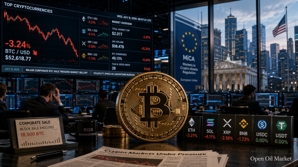Actualités des cryptomonnaies, mercredi 8 juillet 2026 : Bitcoin sous pression des réglementations et nouvelles règles MiCA