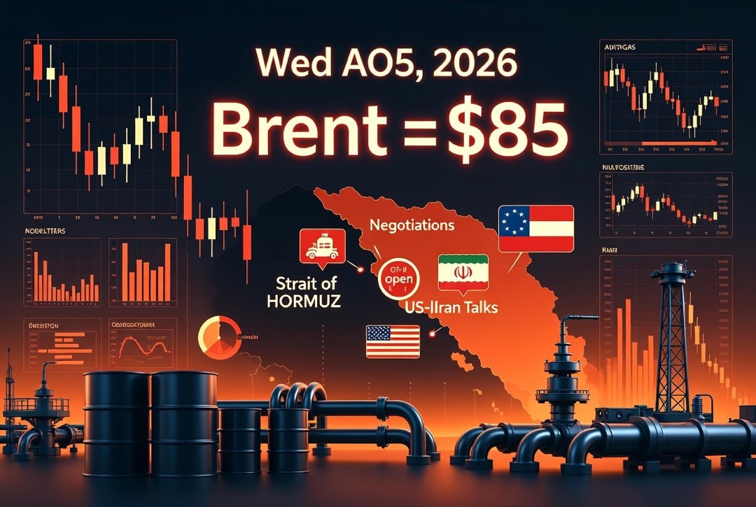Actualités pétrole et énergie - mercredi 5 août 2026 : les négociations entre les États-Unis et l'Iran sur l'ouverture du détroit d'Ormuz ont fait chuter le pétrole, Brent se maintient autour de 85 $