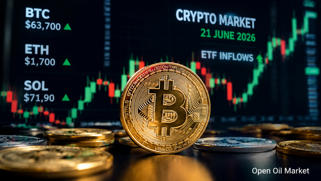 Actualités des crypto-monnaies, dimanche 21 juin 2026 : Bitcoin maintient 63 000 à 64 000 dollars, les flux d'ETF et la régulation des stablecoins donnent le ton au marché