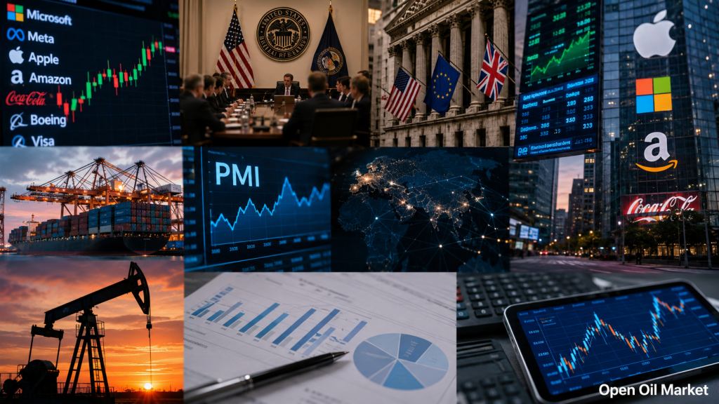 Calendrier des investisseurs 27–31 juillet 2026 — taux de la Fed, PIB des États-Unis et de la zone euro, inflation PCE, Banque d'Angleterre, PMI de la Chine, OPEP+ et rapport d'entreprises S&amp;P 500, Euro Stoxx 50, Nikkei 225, MOEX