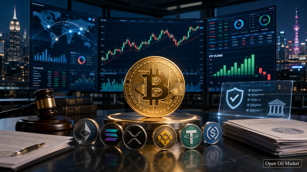 Actualités des cryptomonnaies, dimanche 5 juillet 2026 : Bitcoin, flux d'ETF et réglementation des stablecoins.