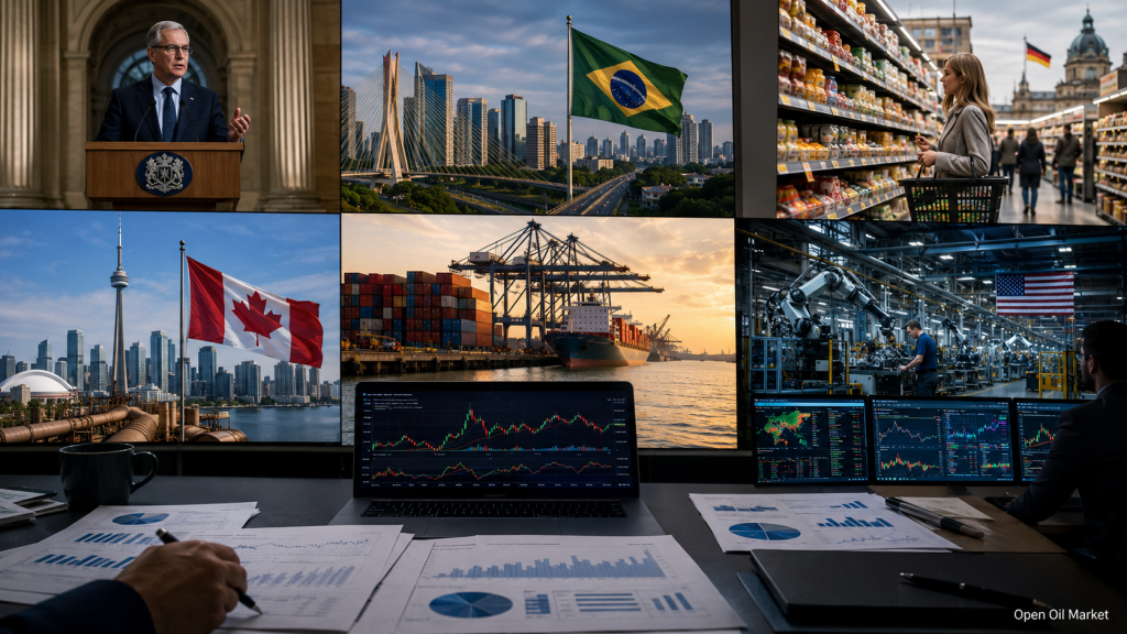 Événements économiques et rapports d'entreprises du 29 mai 2026 : intervention du gouverneur de la Banque d'Angleterre, PIB du Brésil et du Canada, IPC d'Allemagne, balance commerciale des États-Unis et Chicago PMI.