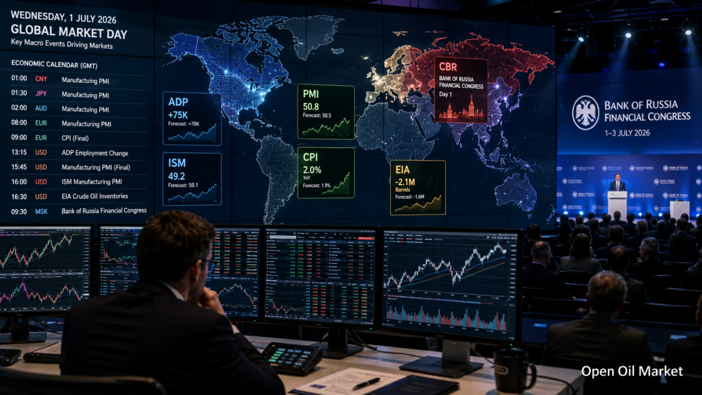 Calendrier économique de l'investisseur pour le 1er juillet 2026: PMI, inflation, marché du travail américain, pétrole et Banque de Russie
