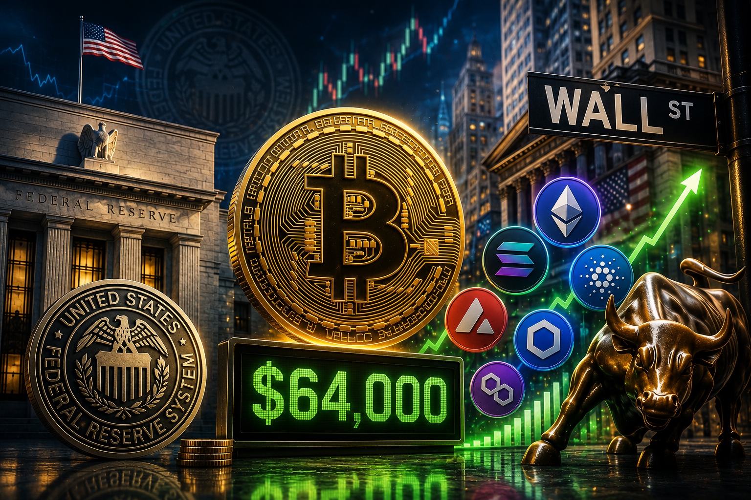 Actualités des cryptomonnaies, jeudi 30 juillet 2026 : le marché attend le verdict de la Réserve fédérale, le Bitcoin maintient 64 000 $, et Wall Street entre dans les altcoins