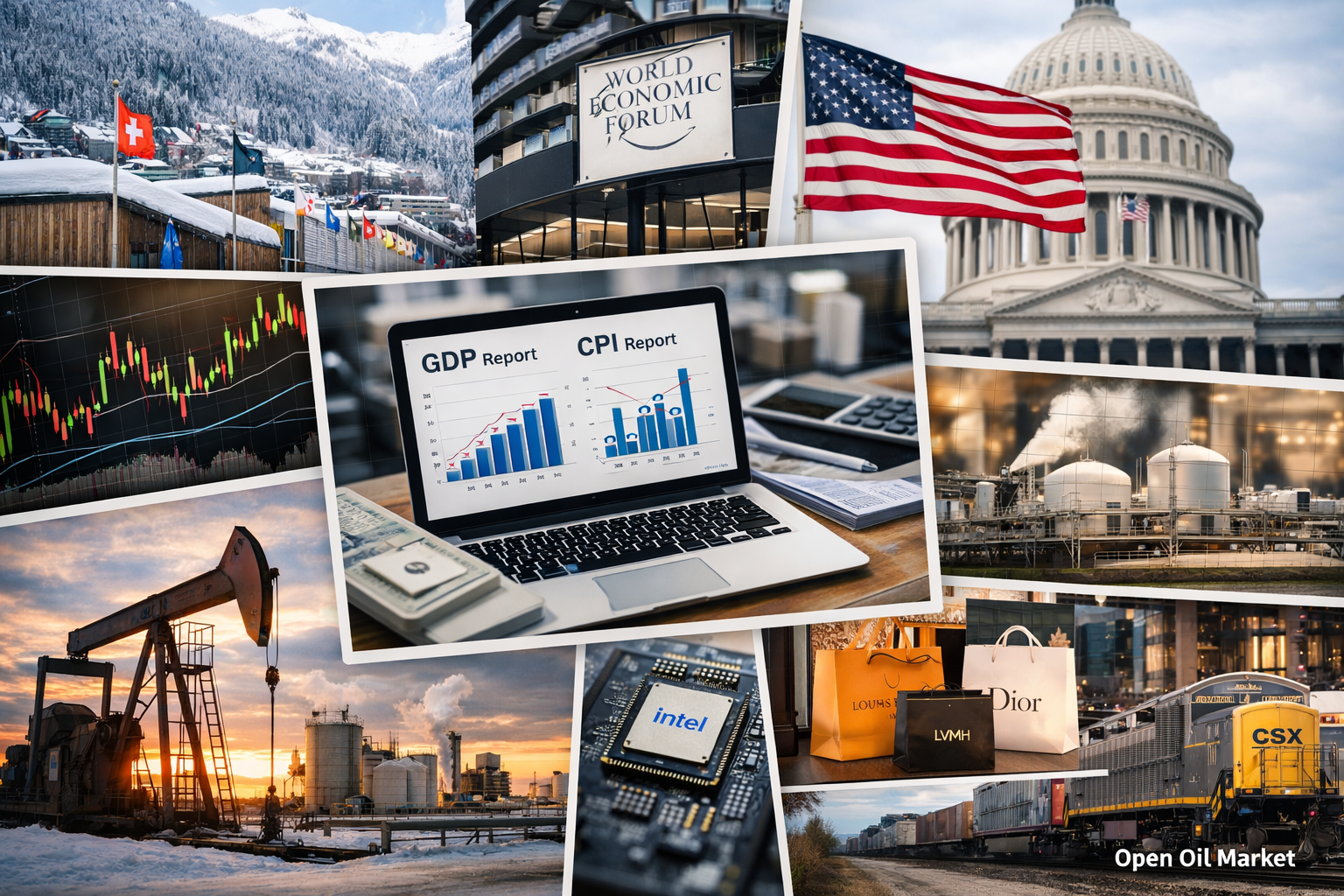 Événements économiques et rapports d'entreprise - jeudi 22 janvier 2026 : Forum économique mondial, CPI États-Unis et PIB États-Unis