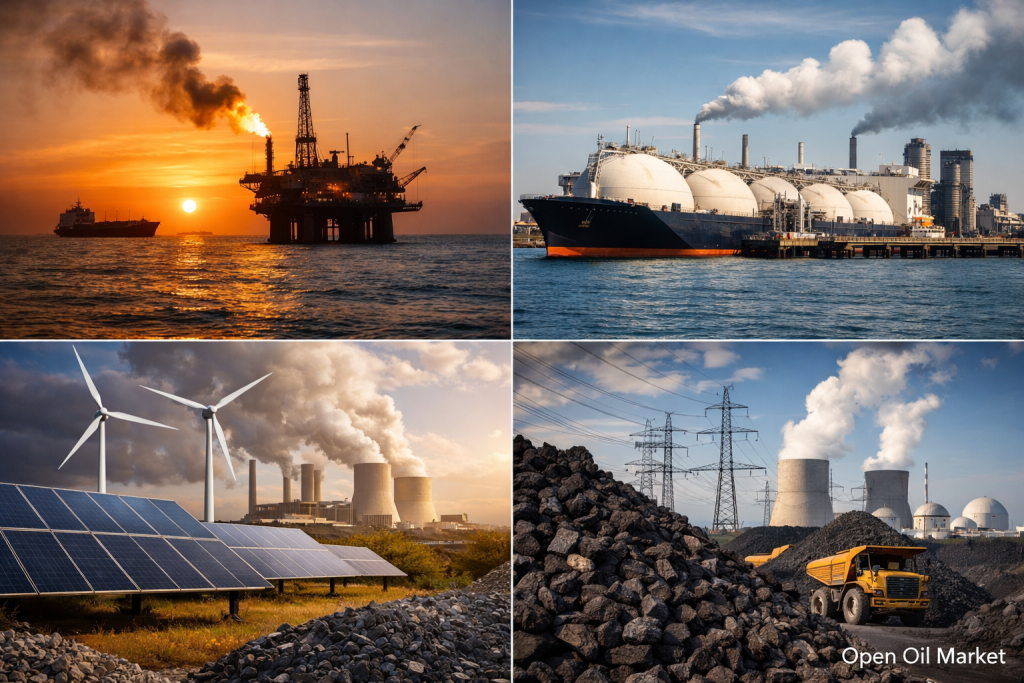 Marché mondial de l'énergie pétrole gaz GNL électricité énergies renouvelables charbon raffineries 1er avril 2026