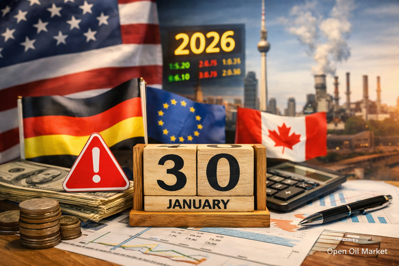Événements économiques et rapports d'entreprise — vendredi 30 janvier 2026 : shutdown aux États-Unis, PIB de l'Allemagne et de la zone euro, rapports d'ExxonMobil et de Chevron