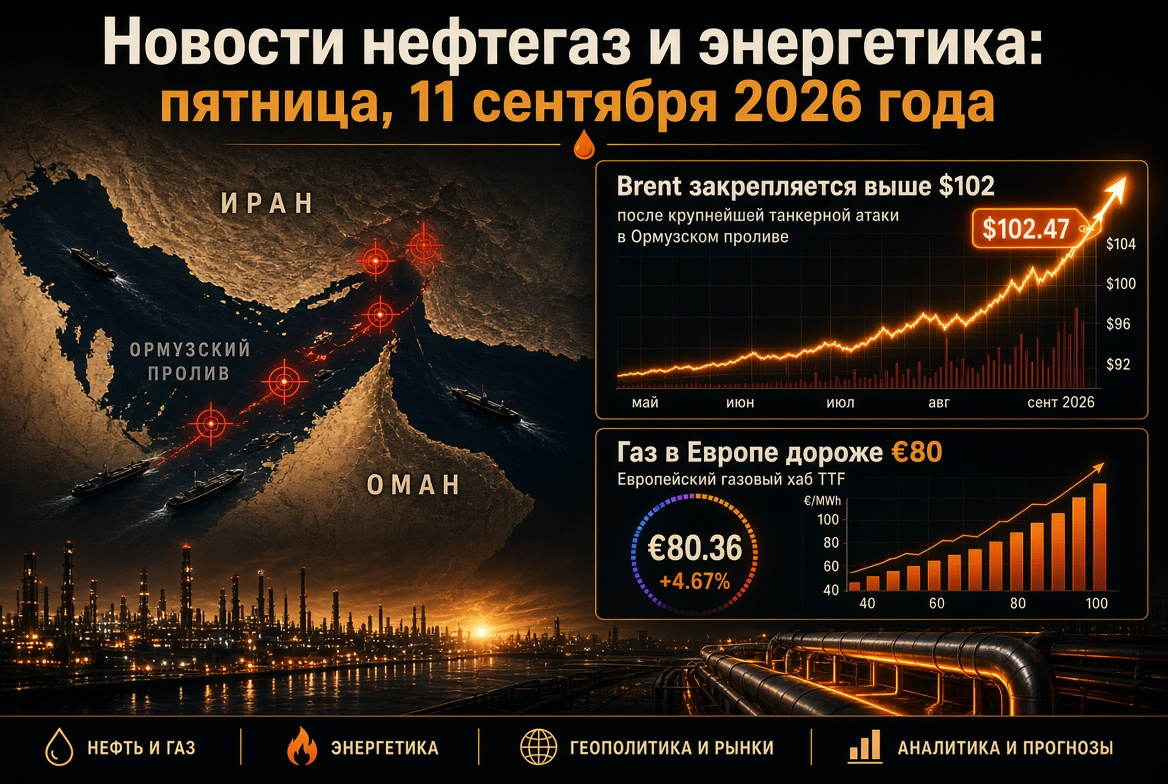 Actualités pétrole et énergie : vendredi 11 septembre 2026 — Le Brent se stabilise au-dessus de 102 $ après la plus grande attaque de pétroliers dans le détroit d'Ormuz, le gaz en Europe dépasse 80 €