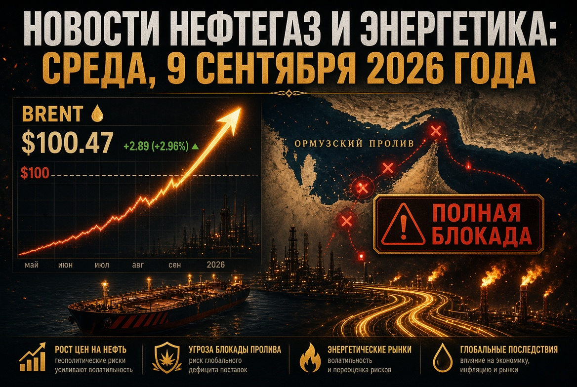 Actualités pétrole et gaz : mercredi 9 septembre 2026 — Brent frôle les 100 $ face à la menace d'un blocage complet du détroit d'Ormuz