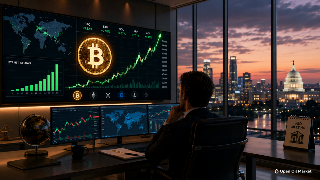 Le Bitcoin grimpe au milieu des flux d'ETF et des attentes de la réunion de la Fed, marché mondial des cryptomonnaies du 16 juin 2026