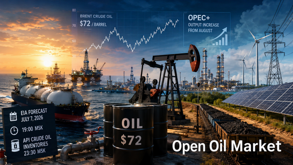 Nouvelles du secteur pétrolier et énergétique — mardi 7 juillet 2026 : Brent, OPEP+, prévisions de l'EIA et réserves de l'API